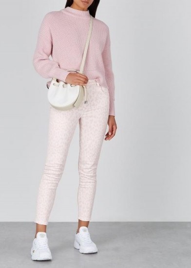 CURRENT/ELLIOTT The High Waist Stiletto leopard-print jeans / pink denim skinnies - flipped