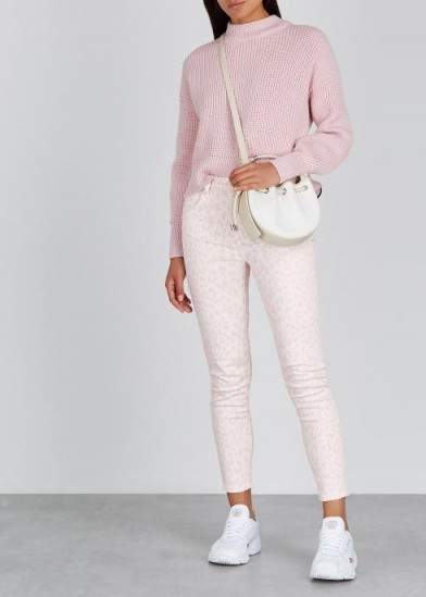 CURRENT/ELLIOTT The High Waist Stiletto leopard-print jeans / pink denim skinnies