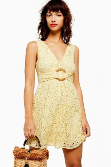 TOPSHOP Daisy Lace Flippy Dress in Yellow – sleeveless summer mini - flipped