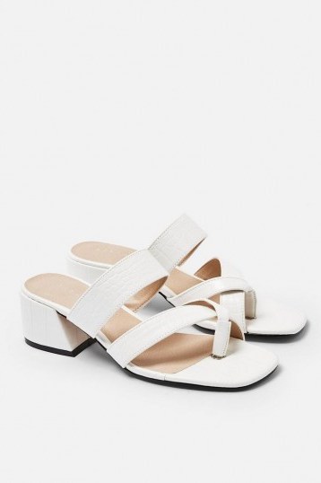 Topshop DARCY White Toe Loop Sandals | summer block heels - flipped