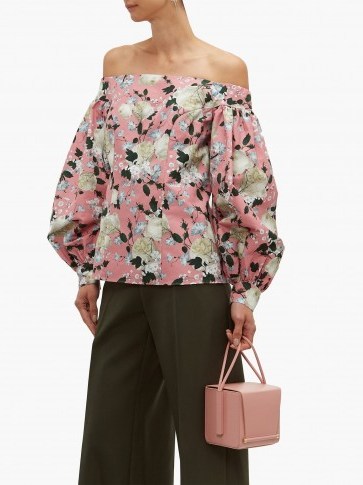 ERDEM Dayla off-the-shoulder floral-print cotton blouse in pink - flipped
