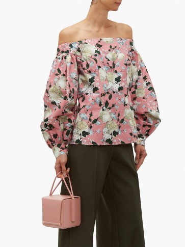 ERDEM Dayla off-the-shoulder floral-print cotton blouse in pink