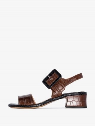 Dries Van Noten Brown 45 Buckled Croc Leather Sandals - flipped