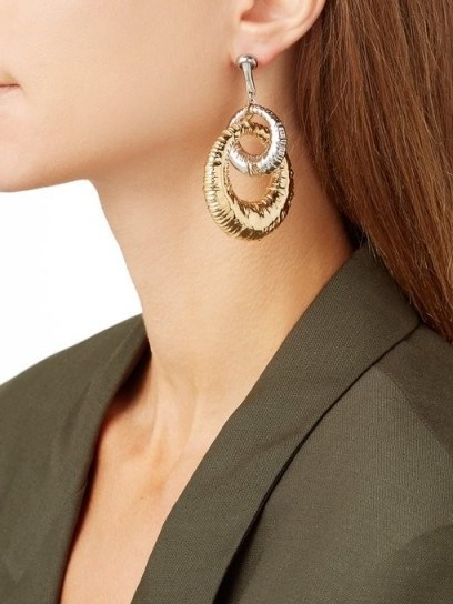 GIVENCHY Eclipse interlocking hoop earrings in gold and silver-tones ~ glamorous drop hoops - flipped