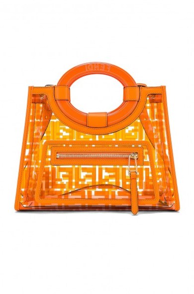 FENDI Mini Runaway Shopping Logo Tote Orange / bright PVC designer handbag - flipped