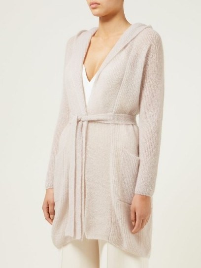 MAX MARA LEISURE Fronda mohair-blend hooded cardigan in beige ~ luxe knitwear - flipped