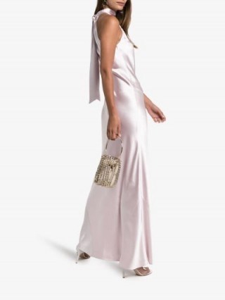 Galvan Sienna pink silk Maxi Dress | luxe vintage style party wear - flipped
