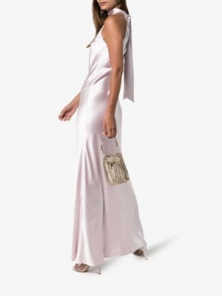 Galvan Sienna pink silk Maxi Dress | luxe vintage style party wear