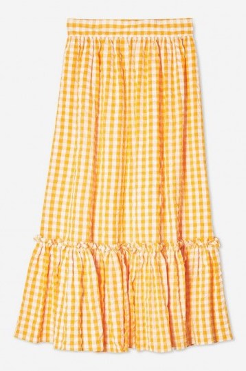 Topshop Gingham Wrap Midi Skirt Orange | vintage style summer wear - flipped