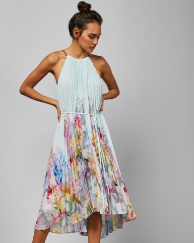 TED BAKER FLORICA Hanging Gardens pleated midi dress mint