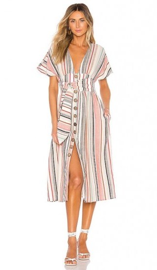 House of Harlow 1960 x REVOLVE Salma Dress in Red Multi | plunge front striped summer frock - flipped