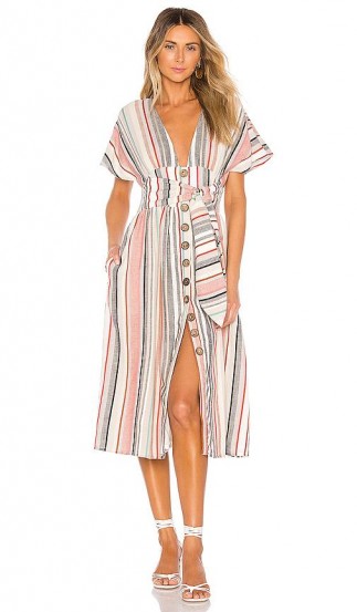 House of Harlow 1960 x REVOLVE Salma Dress in Red Multi | plunge front striped summer frock
