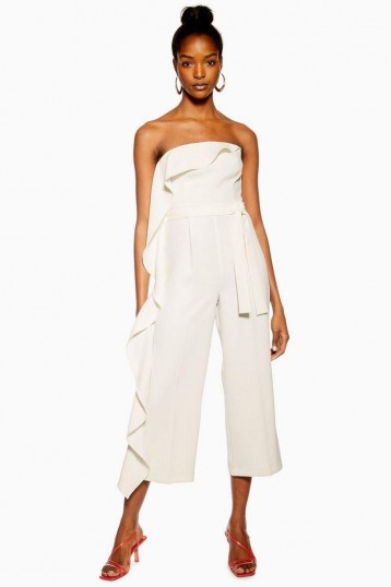 Topshop Ivory Frill Bandeau Jumpsuit | fashion for summer evening parties