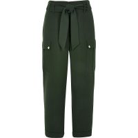 RIVER ISLAND Khaki utility trousers. GREEN TIE WAIST PANTS