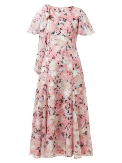 ERDEM Kirstie floral-print silk-chiffon midi dress pink ~ feminine vintage style dresses - flipped