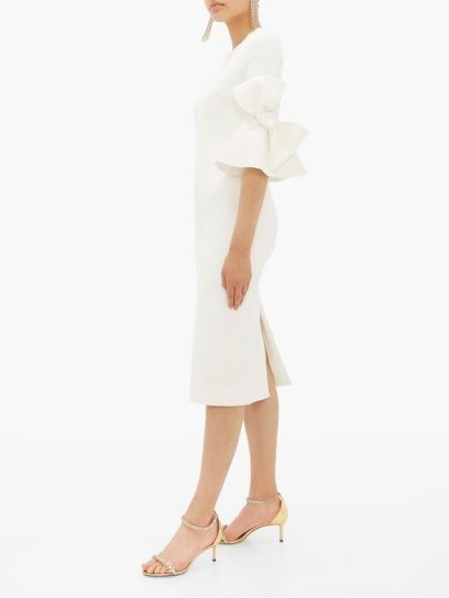 ROKSANDA Lavete bow-embellished ivory crepe midi dress ~ style statement event wear - flipped