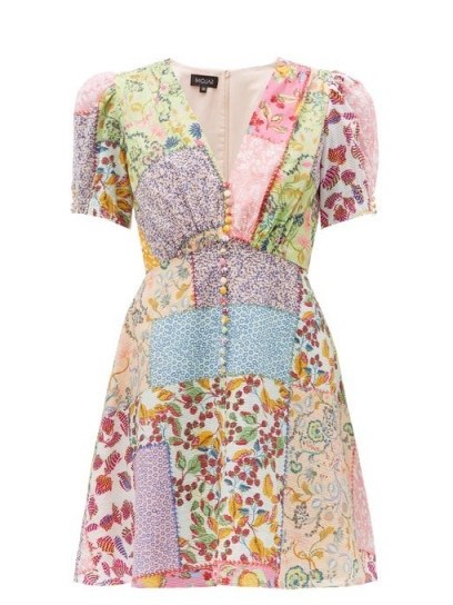SALONI Lea patchwork-print cotton-blend mini dress ~ mixed florals - flipped