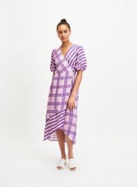MISS SELFRIDGE Lilac Gingham Midi Dress – purple checks