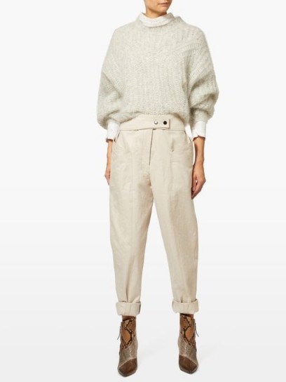 ISABEL MARANT Lixy belted high-rise tapered trousers ~ stylish beige pants - flipped