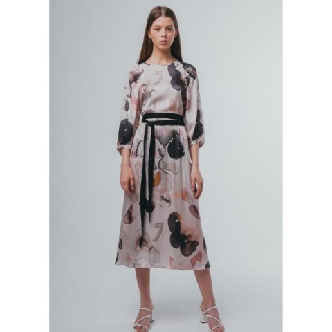 Loose Fit Floral Print Belted Dress by MUZA | Wolf & Badger - flipped
