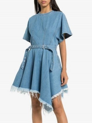 Marques’Almeida Asymmetric Waist Belt Denim Dress in Blue | asymmetrical hemlines - flipped