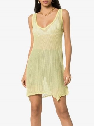 Marques’Almeida Sleeveless Knitted Dress in Yellow | sheer knitwear