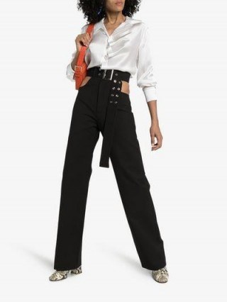 Matériel X Browns Cutout Trousers in Black | high rise belted pants - flipped