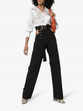 Matériel X Browns Cutout Trousers in Black | high rise belted pants