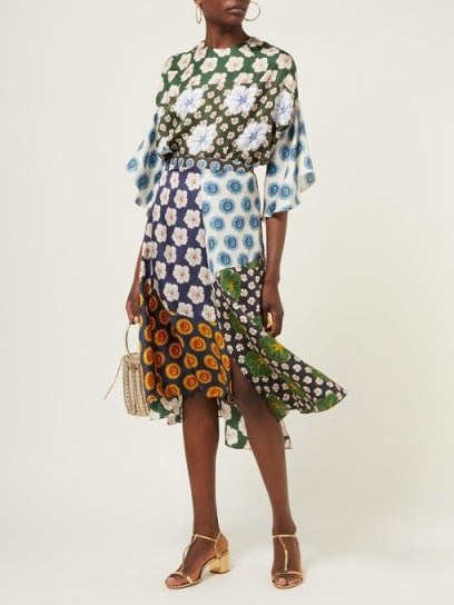 BIYAN Miyana floral-print silk skirt ~ asymmetric multi print skirts - flipped