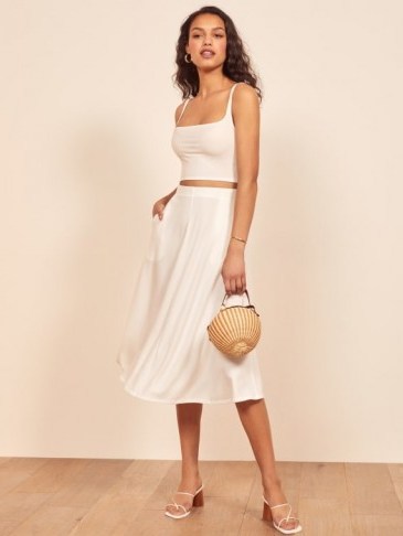 Reformation Molly Two Piece in White | summer skirt and top set - flipped