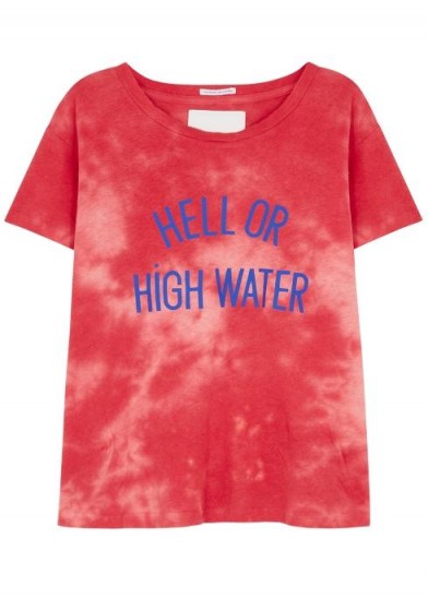 MOTHER Sinful tie-dye cotton-blend T-shirt in red / slogan tee