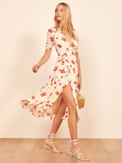 Reformation Napa Dress in Chagall | floral plunge front wrap dresses - flipped