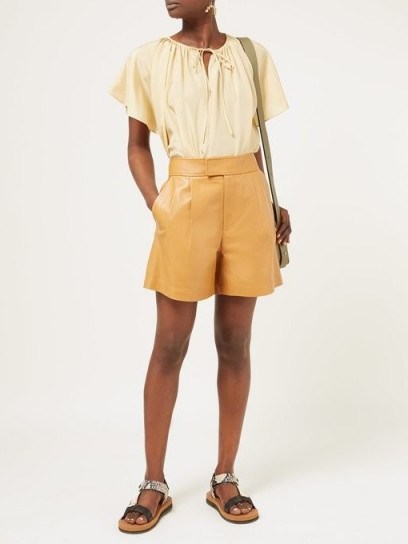 SPORTMAX Nepeta shorts in tan ~ light-brown leather clothing - flipped