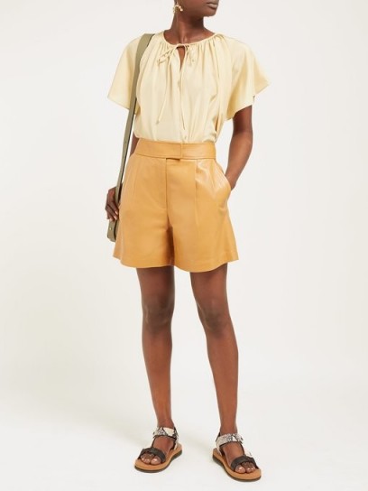 SPORTMAX Nepeta shorts in tan ~ light-brown leather clothing