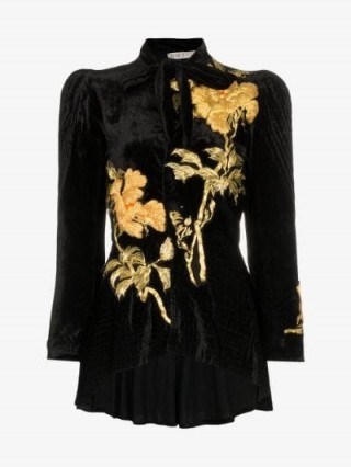 One Vintage Embroidered Velvet Jacket / retro glamour - flipped