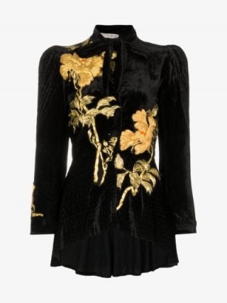 One Vintage Embroidered Velvet Jacket / retro glamour