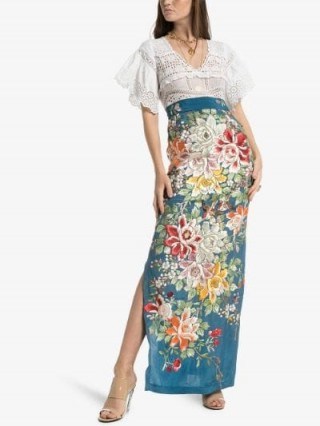 One Vintage Floral Embroidered Wide Sleeve Dress - flipped