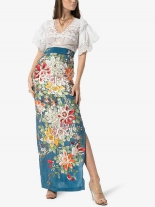 One Vintage Floral Embroidered Wide Sleeve Dress