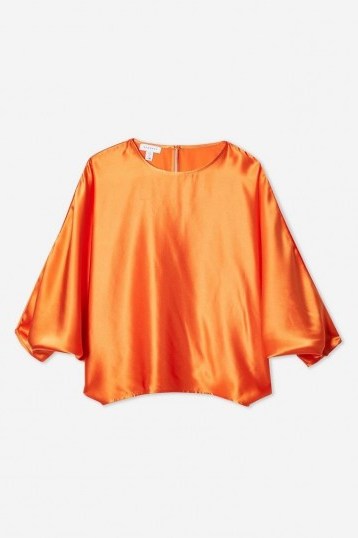 Topshop Boutique Orange Silk Batwing Top | bright fluid blouse - flipped