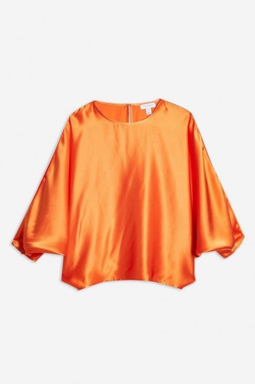 Topshop Boutique Orange Silk Batwing Top | bright fluid blouse