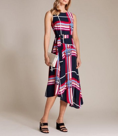 Karen Millen Oversized-Check Maxi Dress / asymmetrical hemline - flipped