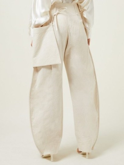 LEMAIRE Patch-pocket cotton-blend trousers in ivory ~ loose balloon shaped pants - flipped