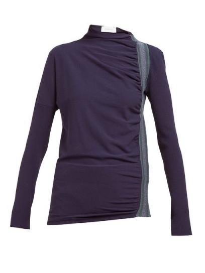 SPORTMAX Pepli top in navy ~ blue ruched sporty clothing