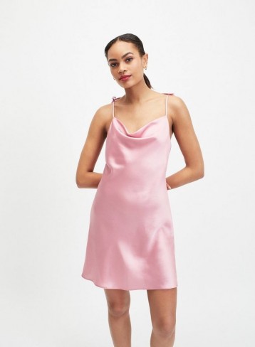 MISS SELFRIDGE Pink Tie Shoulder Slip Dress – cowl neck cami dresses