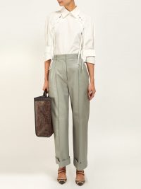 Matches Fashion FENDI Pintucked wide-leg leather trousers