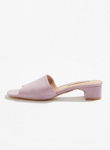 MISS SELFRIDGE SAMANTHA Lilac Low Heel Mules – summer heels - flipped