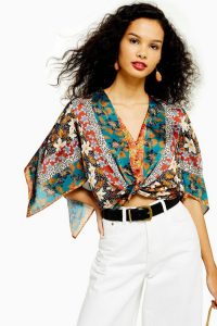 Topshop Scarf Print Halter Neck Top With Tie | floaty boho blouse
