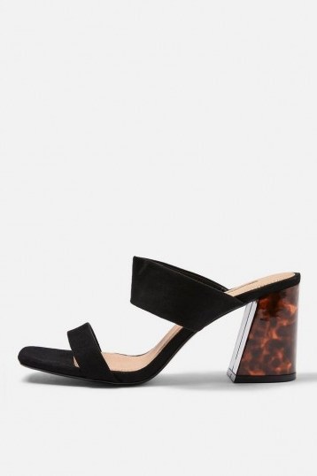 Topshop SELINA Black Tortoiseshell Heel Sandals | block heeled summer mules - flipped