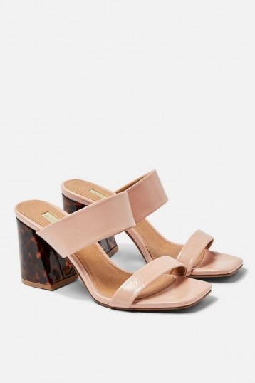 Topshop SELINA Tortoiseshell Heel Sandals in Nude | pale-pink summer shoes - flipped