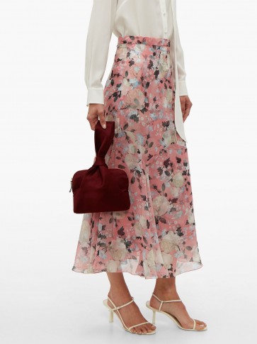 ERDEM Shea Apsley silk skirt in pink ~ floaty floral skirts